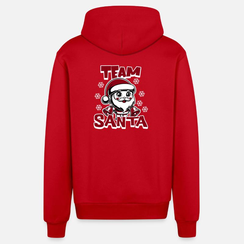 Équipe du Père Noël - Veste à capuche bio décontractée fabriquée en UE - rouge