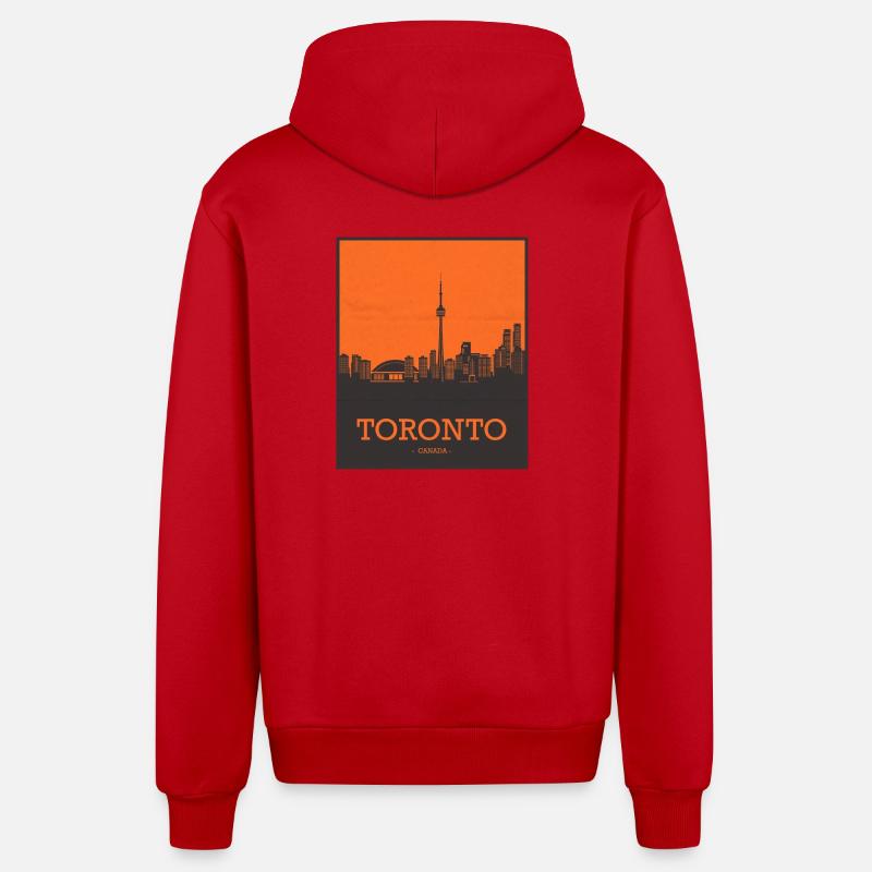 Toronto, Canada, Skyline - Veste à capuche bio décontractée fabriquée en UE - rouge