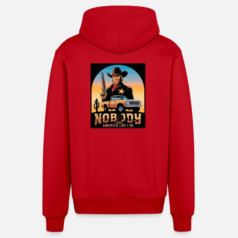 Shérif du Texas - Veste à capuche bio décontractée fabriquée en UE - rouge