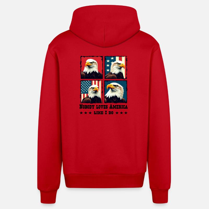 Pygargue à tête blanche - Veste à capuche bio décontractée fabriquée en UE - rouge