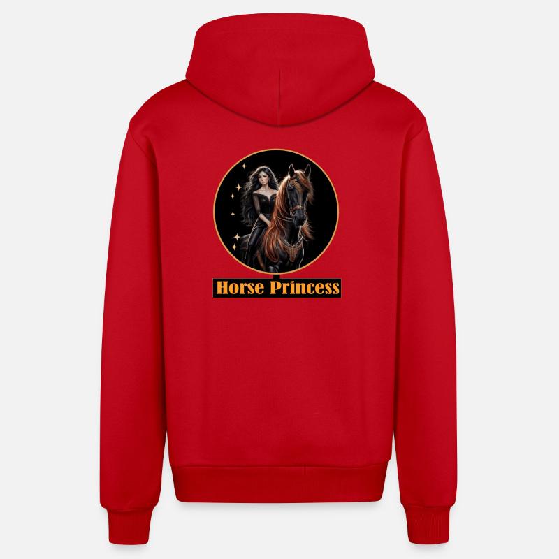 Princesse du cheval : Cavalier de nuit - Veste à capuche bio décontractée fabriquée en UE - rouge