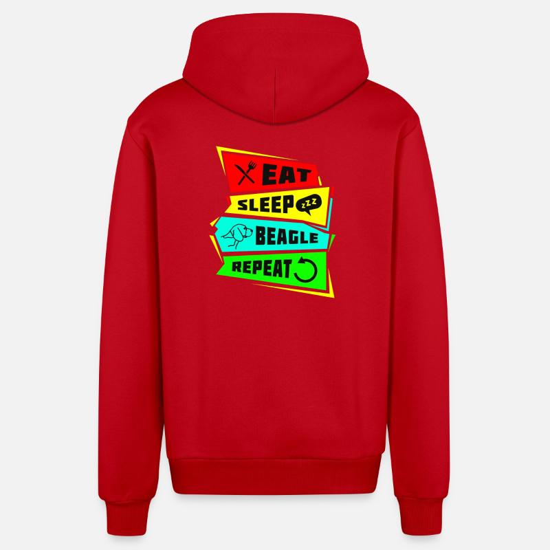 Eat Sleep Beagle Repeat - Veste à capuche bio décontractée fabriquée en UE - rouge