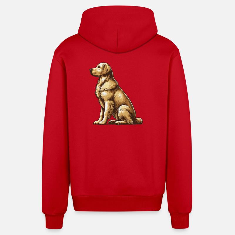 Golden retriever - Veste à capuche bio décontractée fabriquée en UE - rouge