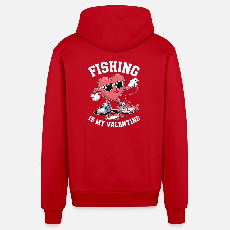 La pêche, c’est ma Saint-Valentin - Veste à capuche bio décontractée fabriquée en UE - rouge