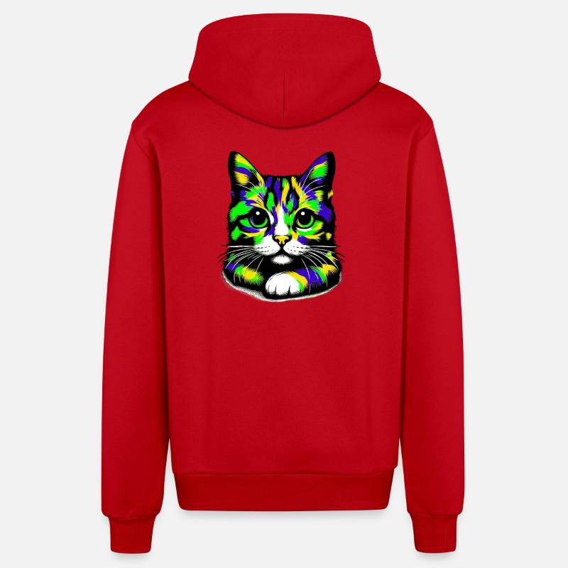 Chat - Veste à capuche bio décontractée fabriquée en UE - rouge