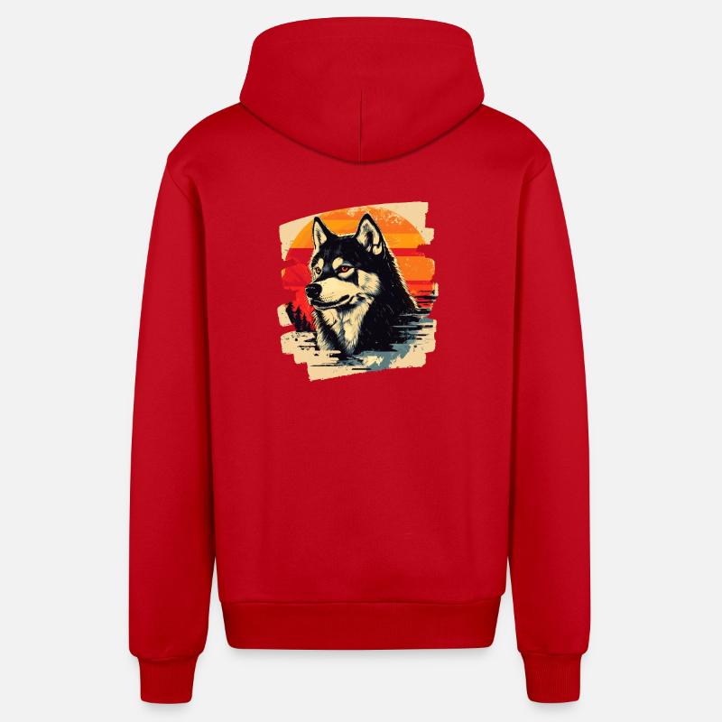 Rauque - Veste à capuche bio décontractée fabriquée en UE - rouge