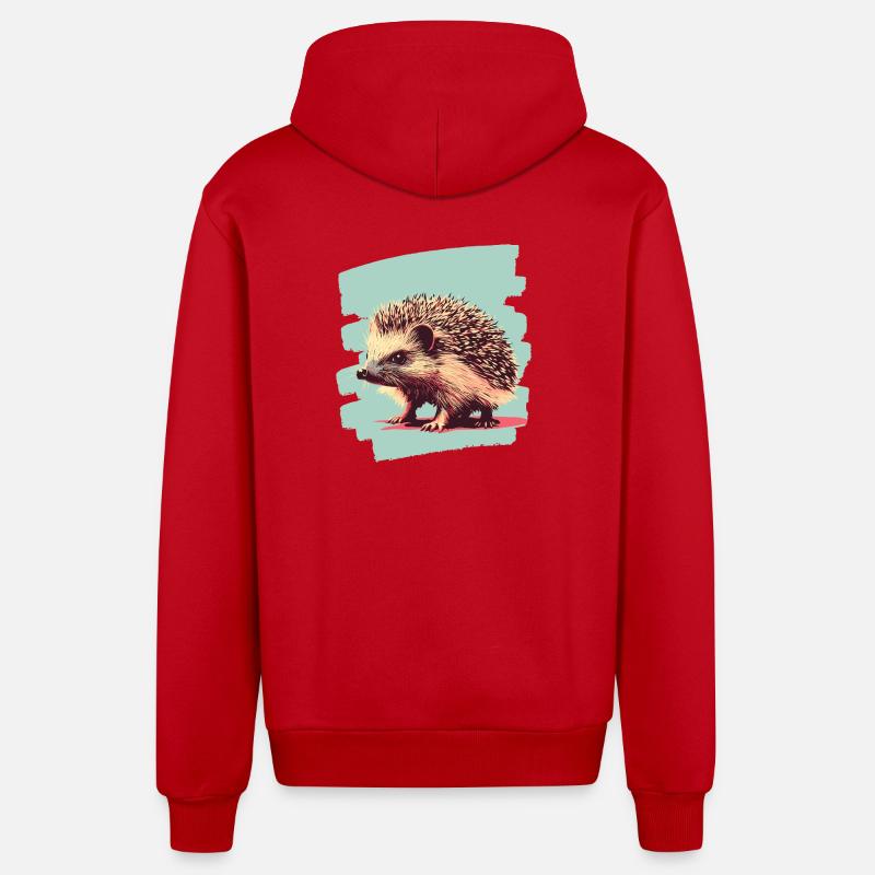 Hérisson - Veste à capuche bio décontractée fabriquée en UE - rouge