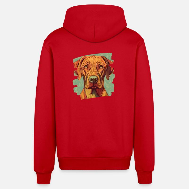 Rhodésian Ridgeback - Veste à capuche bio décontractée fabriquée en UE - rouge