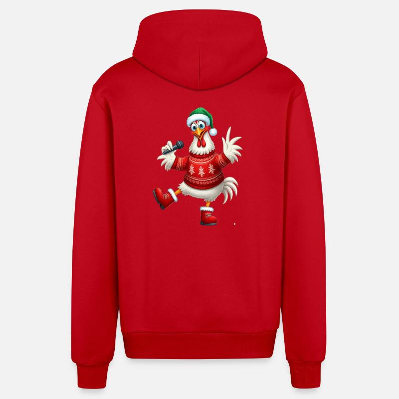 Urlaub Singende Henne Pullover - Organic Relaxed Kapuzenjacke Made in EU - Rot