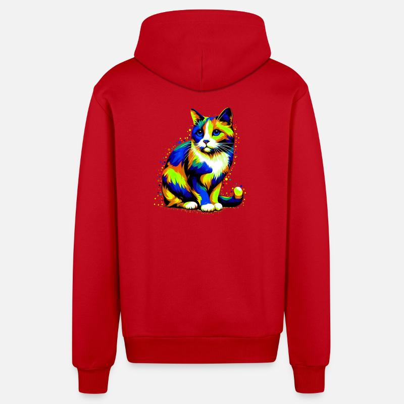 Chat - Veste à capuche bio décontractée fabriquée en UE - rouge