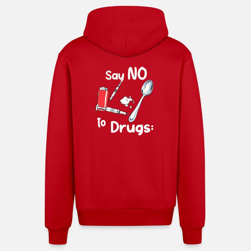 Dites NON à la drogue - Veste à capuche bio décontractée fabriquée en UE - rouge