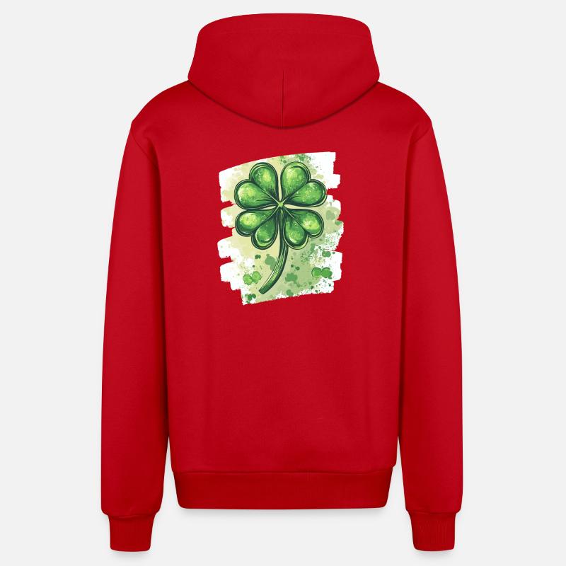 Trèfle de la Saint-Patrick - Veste à capuche bio décontractée fabriquée en UE - rouge