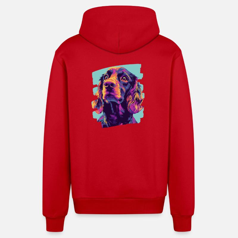 Cocker Spaniel - Veste à capuche bio décontractée fabriquée en UE - rouge