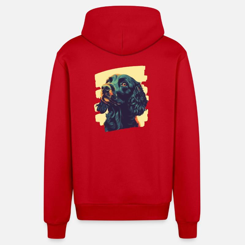 Cocker Spaniel - Veste à capuche bio décontractée fabriquée en UE - rouge