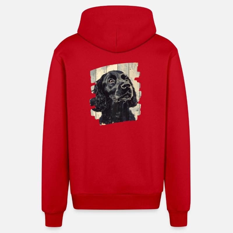 Cocker Spaniel - Veste à capuche bio décontractée fabriquée en UE - rouge