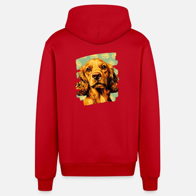 Cocker Spaniel - Veste à capuche bio décontractée fabriquée en UE - rouge