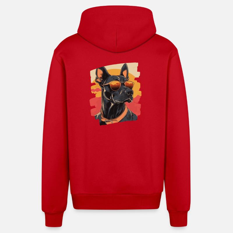 Doberman - Veste à capuche bio décontractée fabriquée en UE - rouge