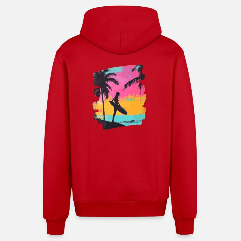 Surfeur Surf Planche de surf Surf - Veste à capuche bio décontractée fabriquée en UE - rouge