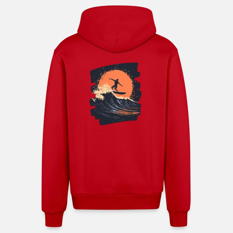 Surfeur Surf Planche de surf Surf - Veste à capuche bio décontractée fabriquée en UE - rouge