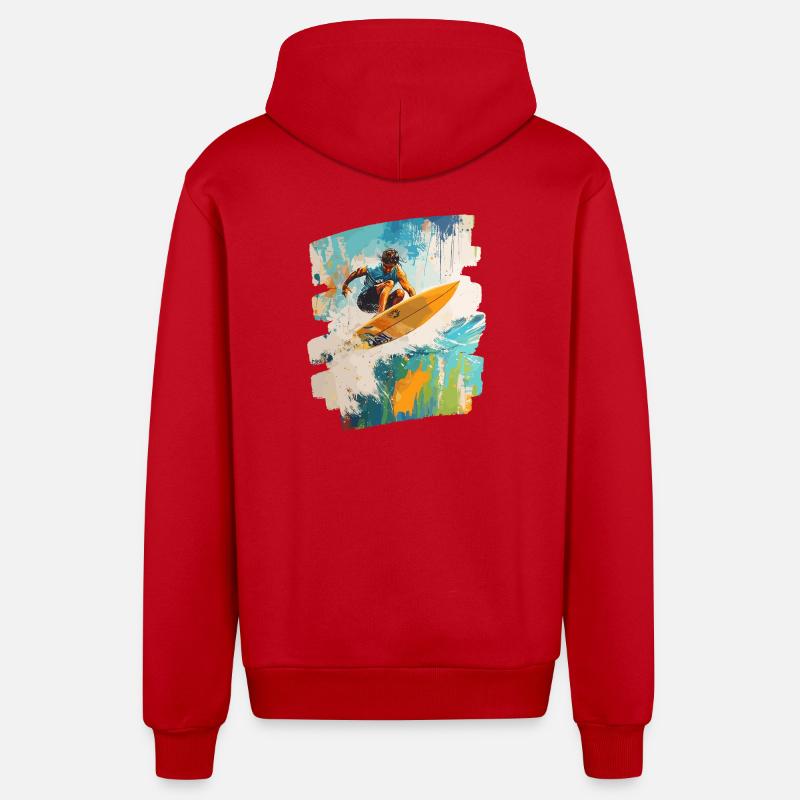 Surfeur Surf Planche de surf Surf - Veste à capuche bio décontractée fabriquée en UE - rouge