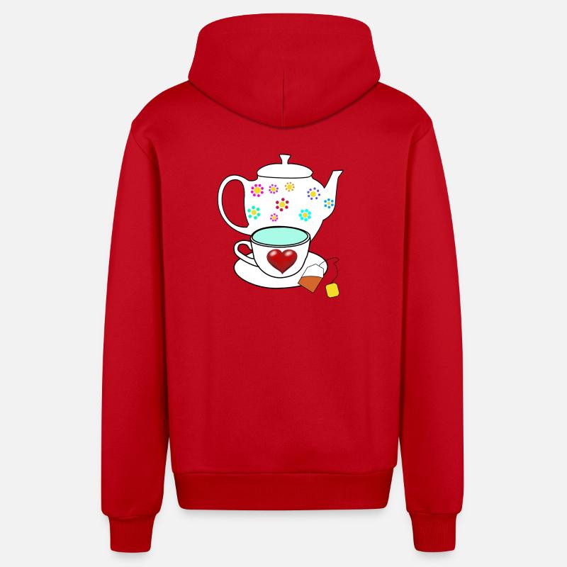 Tee Teekanne Teebeutel Tasse - Organic Relaxed Kapuzenjacke Made in EU - Rot