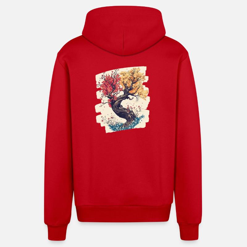 Printemps Printemps Début Fleur Fleurs - Veste à capuche bio décontractée fabriquée en UE - rouge