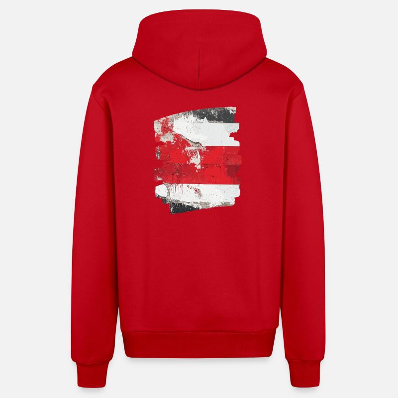 Autriche Drapeau Autriche - Veste à capuche bio décontractée fabriquée en UE - rouge