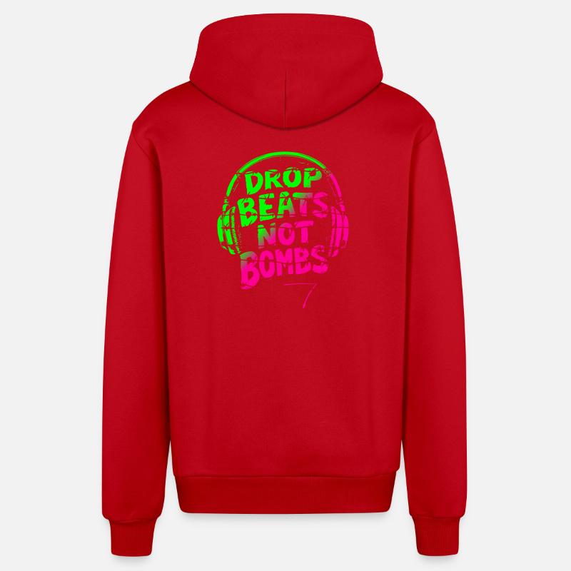 Drop Beats Not Bombs vert rose - Veste à capuche bio décontractée fabriquée en UE - rouge