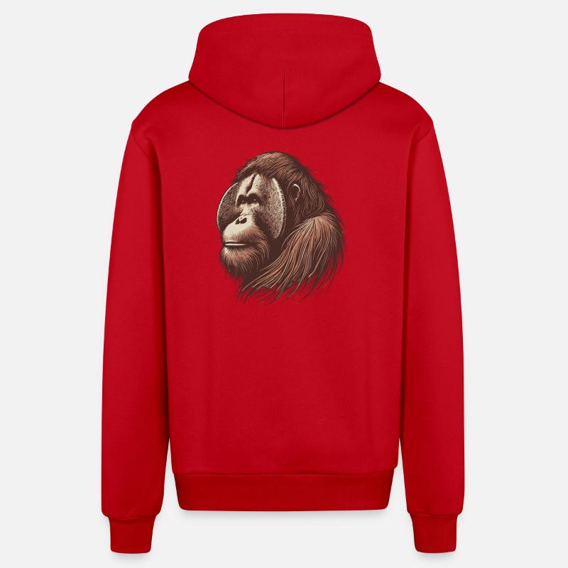 Orang-outan - Veste à capuche bio décontractée fabriquée en UE - rouge