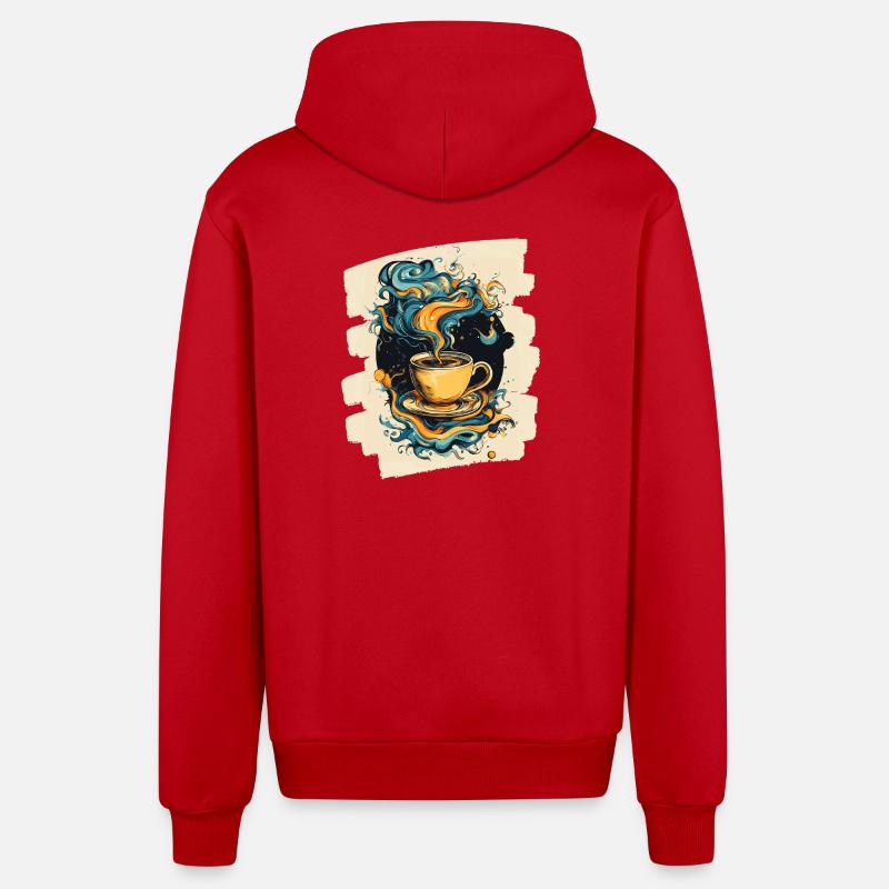Coffee Coffee Coffee Lovers - Organic Relaxed Hooded Jacket Made in EU - red