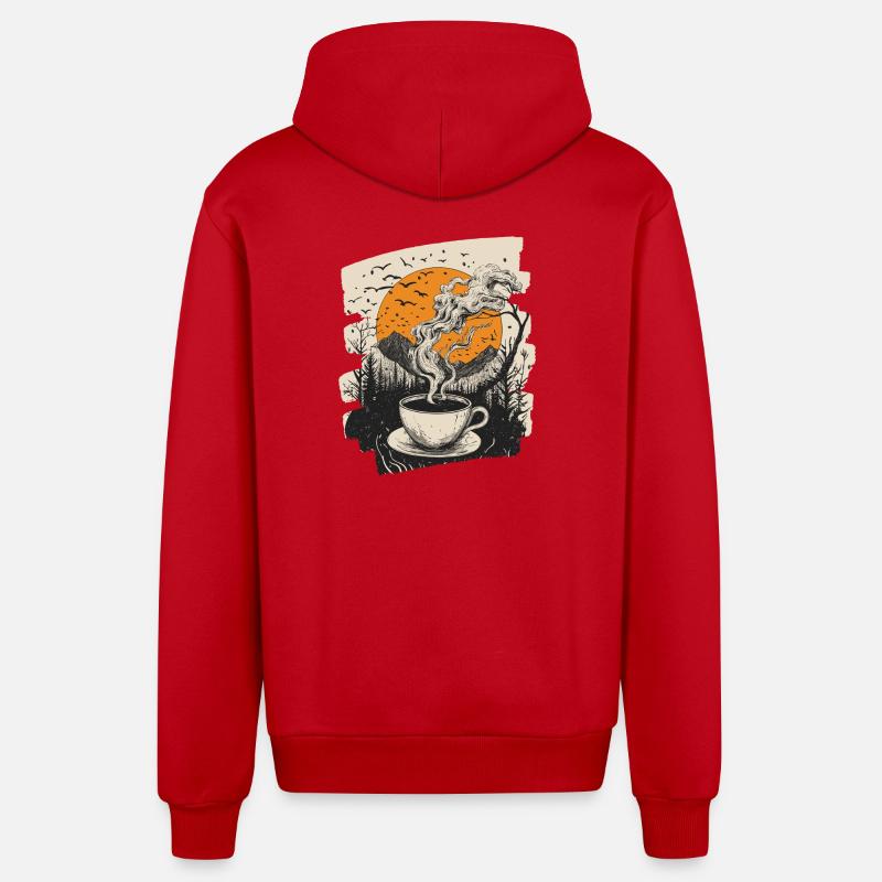 Café Café Amateurs de café - Veste à capuche bio décontractée fabriquée en UE - rouge