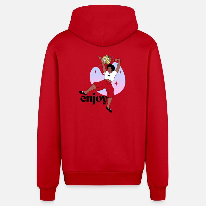 Disco Dancing Empreinte digitale Illustration - Veste à capuche bio décontractée fabriquée en UE - rouge