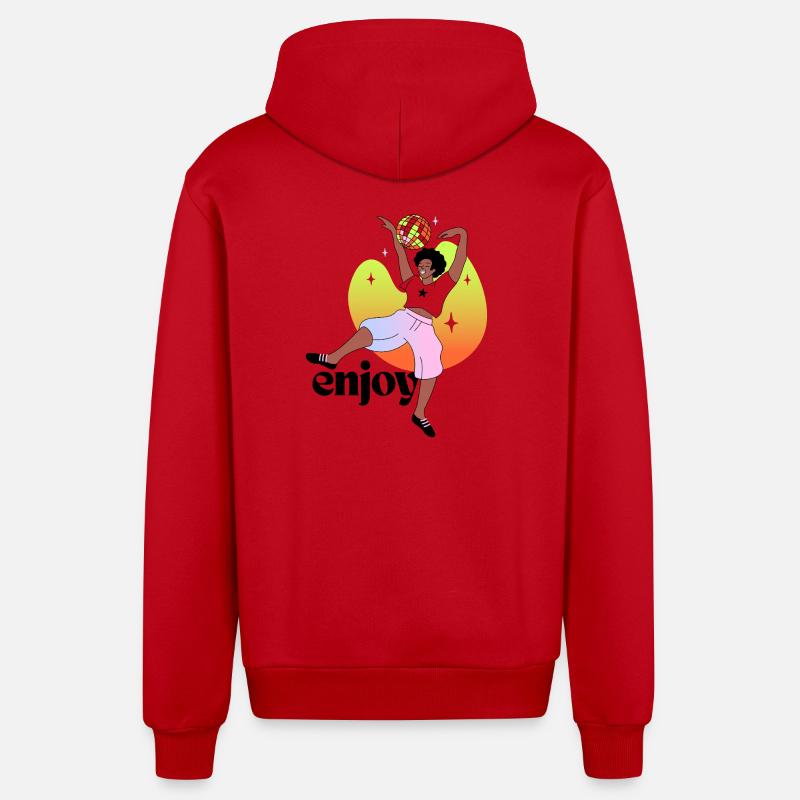 illustration de danse disco joyeuse - Veste à capuche bio décontractée fabriquée en UE - rouge
