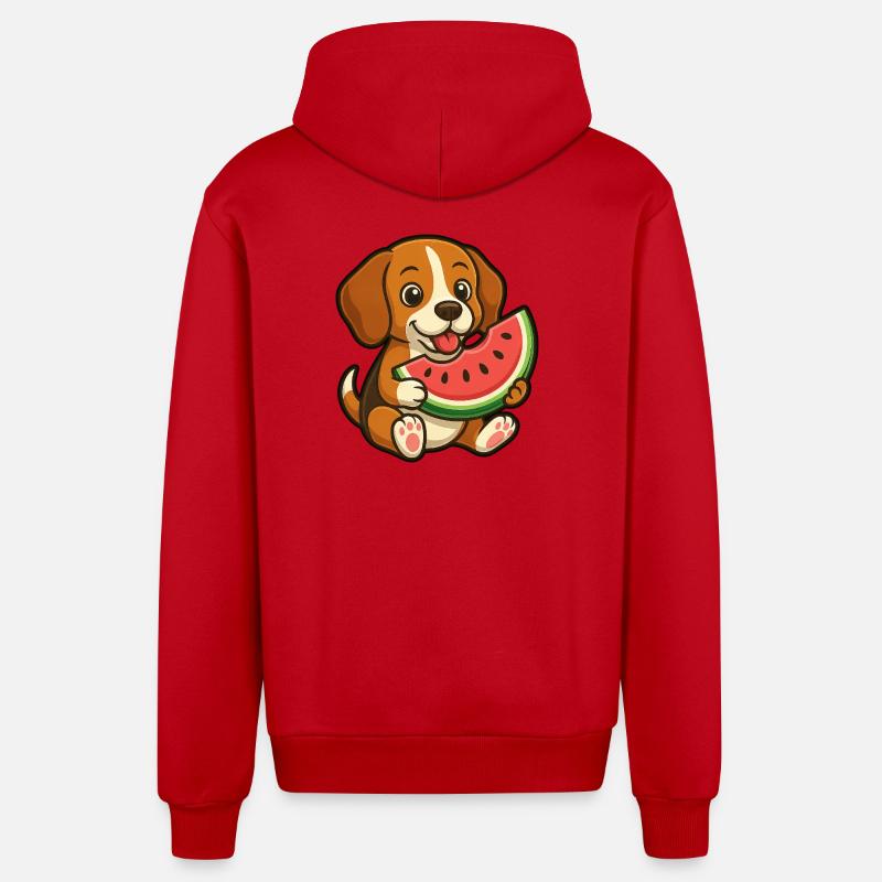 Joyeux Beagle Pastèque Fruit d’été - Veste à capuche bio décontractée fabriquée en UE - rouge