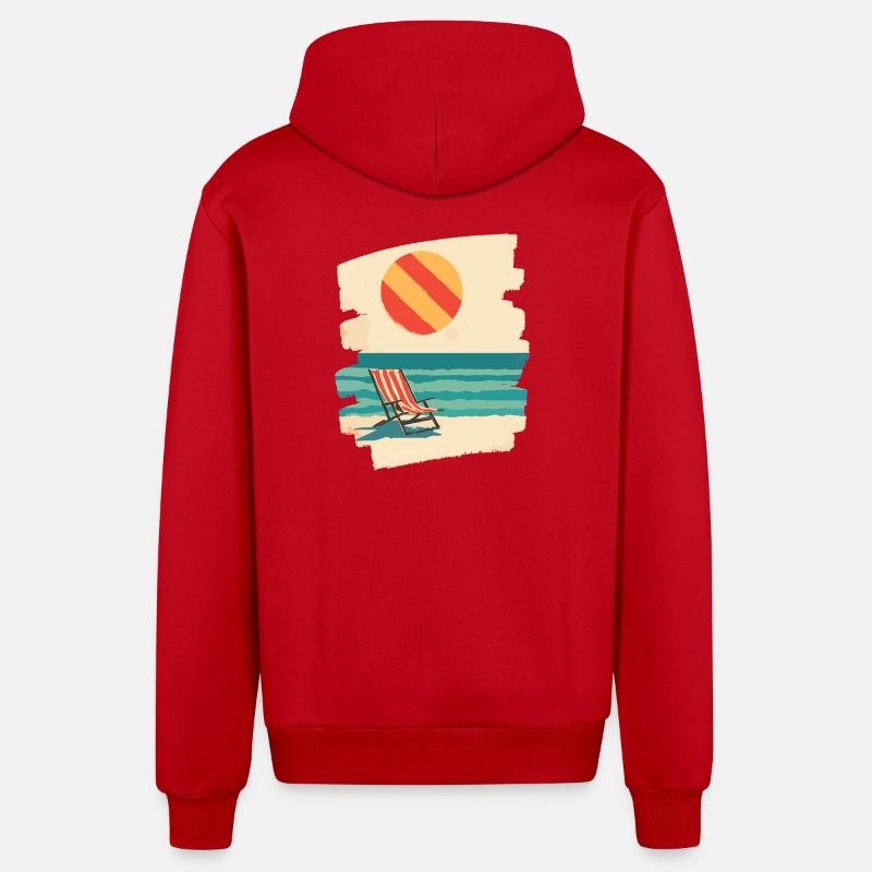Plage du soleil d’été - Veste à capuche bio décontractée fabriquée en UE - rouge