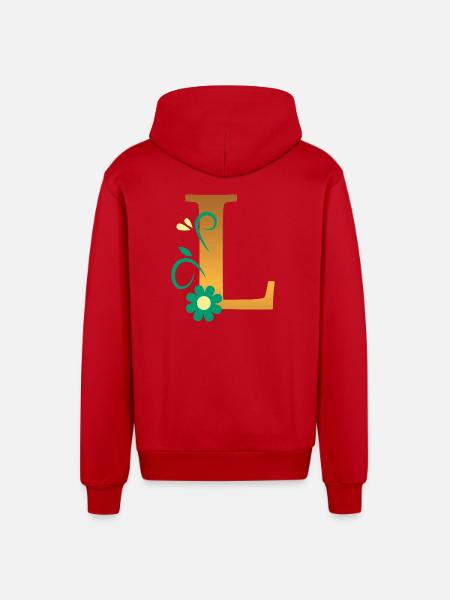 L - Organic Relaxed Hooded Jacket Made in EU - red