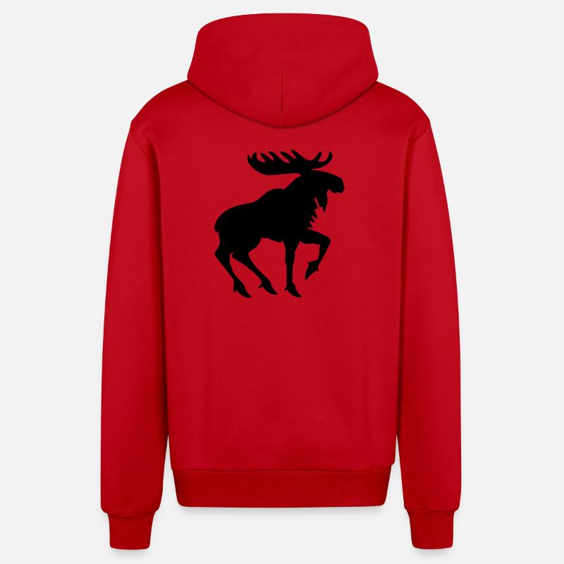 Heraldischer Elch – Emblem im Schattenstil - Organic Relaxed Kapuzenjacke Made in EU - Rot