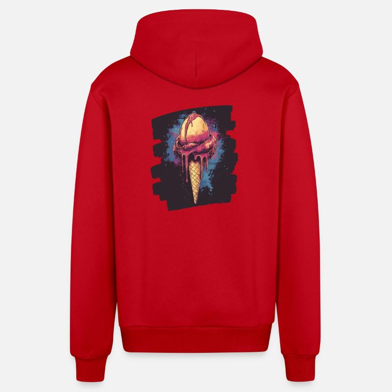 Crème glacée Crème glacée - Veste à capuche bio décontractée fabriquée en UE - rouge