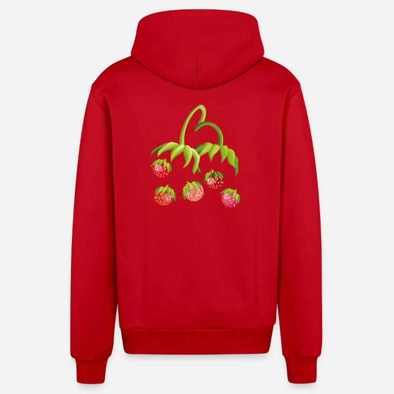 Strawberry Time Strawberry - Organic Relaxed Hooded Jacket Made in EU - red