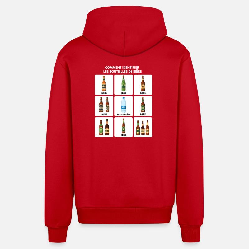 Guide d’identification de la bière - Veste à capuche bio décontractée fabriquée en UE - rouge
