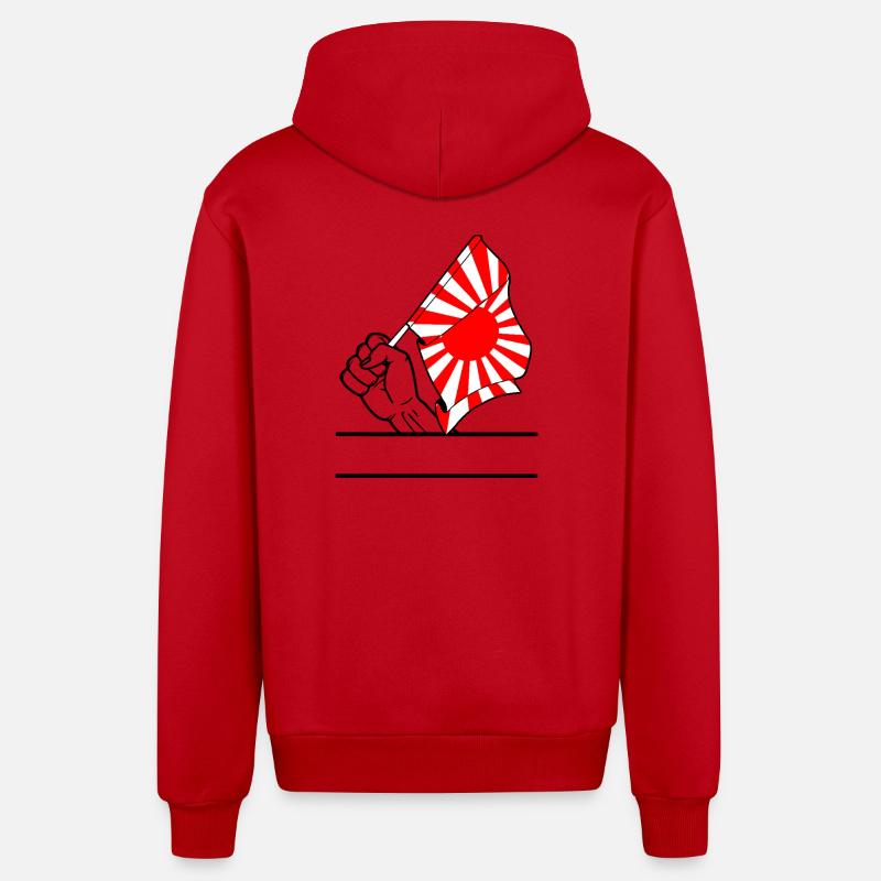 Faust mit aufgehender Sonne Flagge 2 - Organic Relaxed Kapuzenjacke Made in EU - Rot