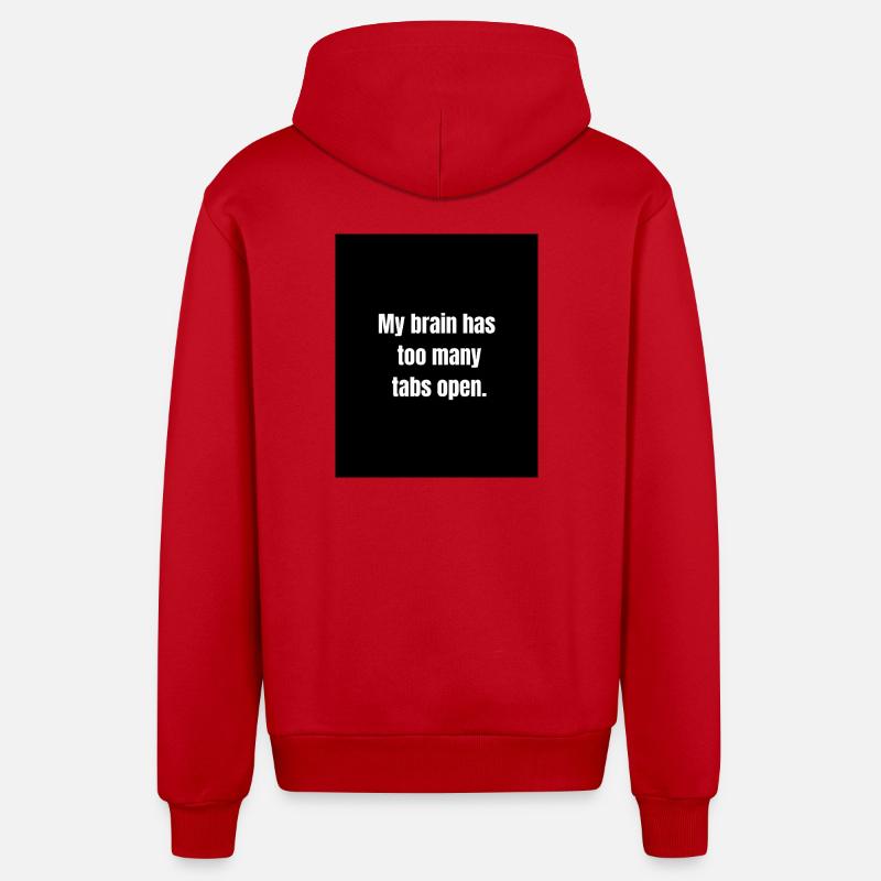 Too Many Tabs – Overthinking in Progress - Veste à capuche bio décontractée fabriquée en UE - rouge