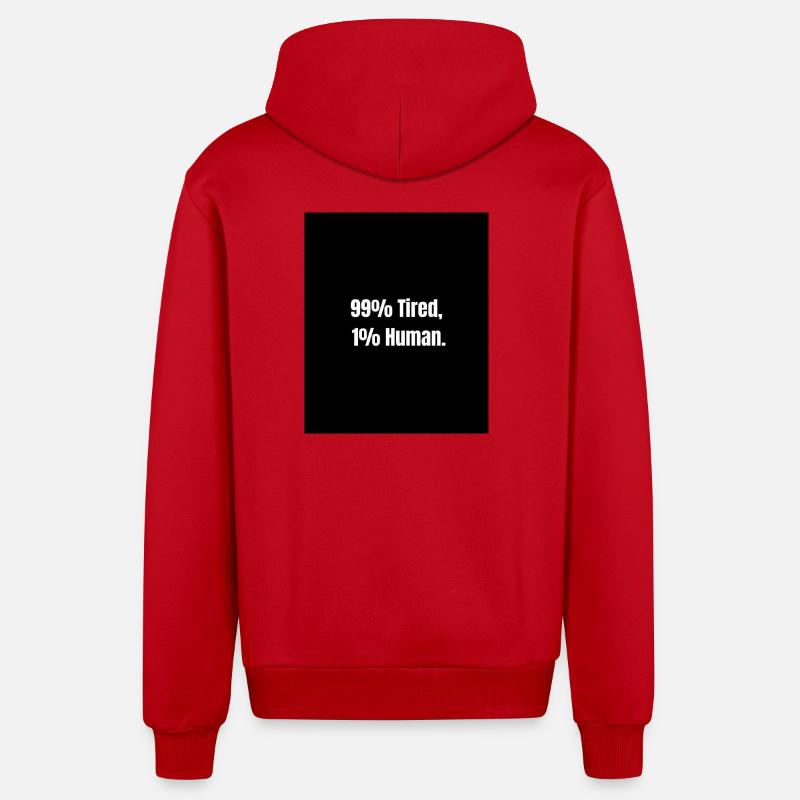99% Tired – Zero Battery Mode - Veste à capuche bio décontractée fabriquée en UE - rouge