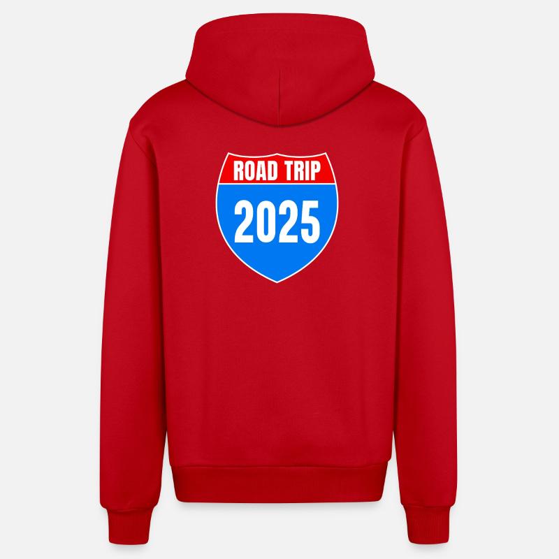 Road trip 2025 Vacances d’été - Veste à capuche bio décontractée fabriquée en UE - rouge