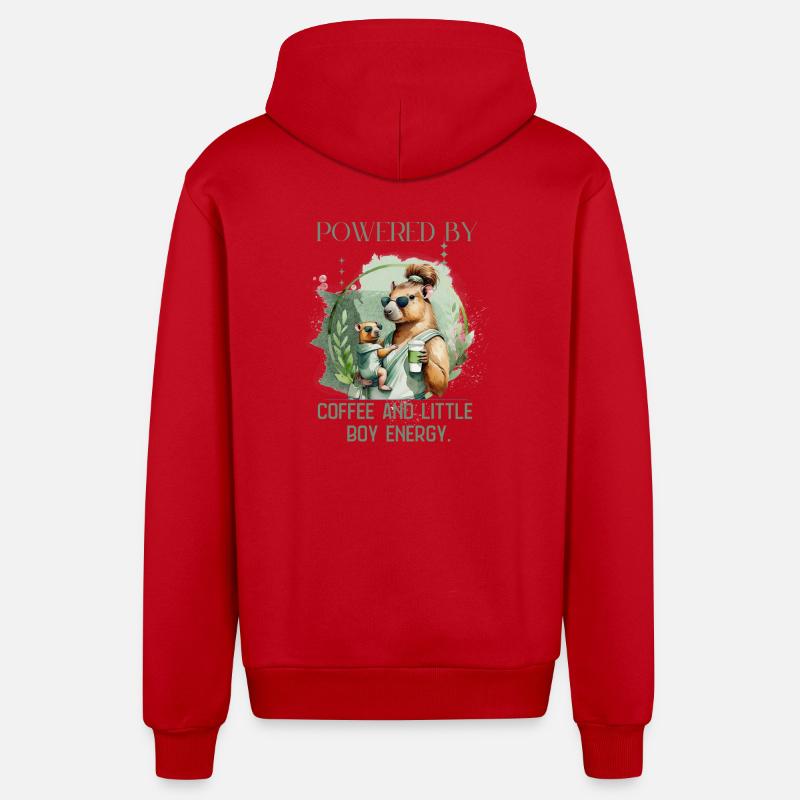 Boy Mom – Énergie Calme | Maternité douce - Veste à capuche bio décontractée fabriquée en UE - rouge