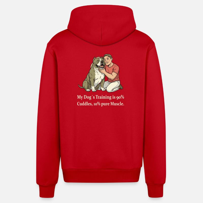 L’éducation de mon chien... - Veste à capuche bio décontractée fabriquée en UE - rouge