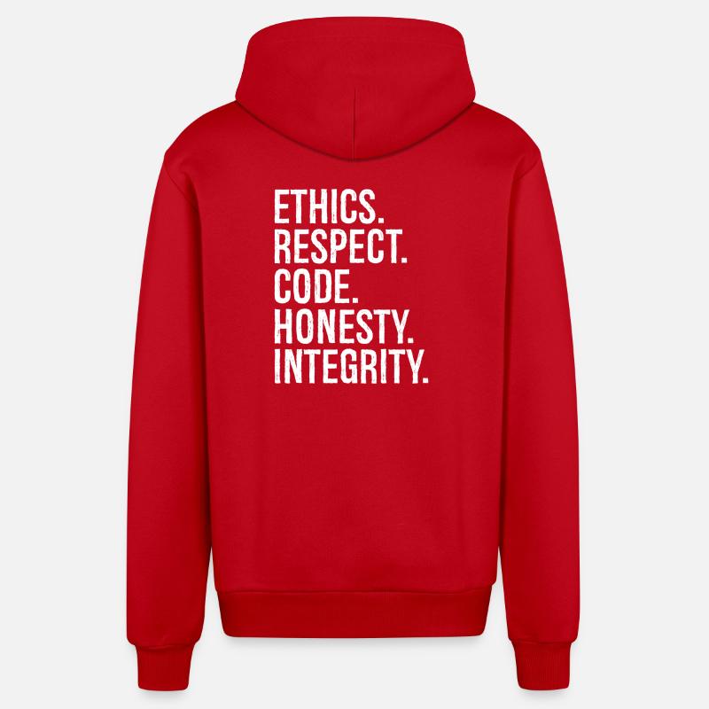 ethics respect code honesty integrity - Organic Relaxed Kapuzenjacke Made in EU - Rot
