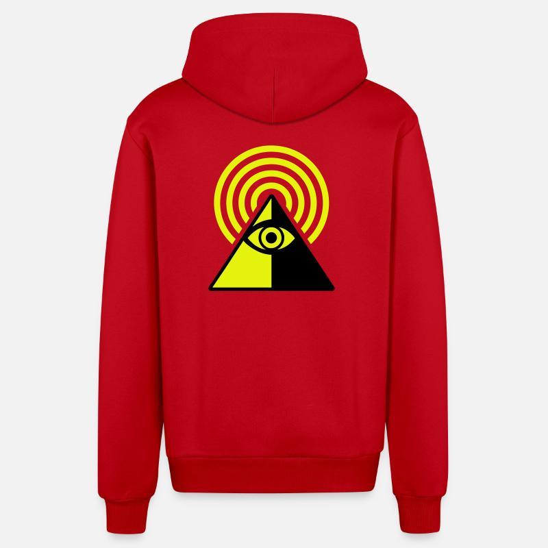 Oeil Pyramide - Veste à capuche bio décontractée fabriquée en UE - rouge