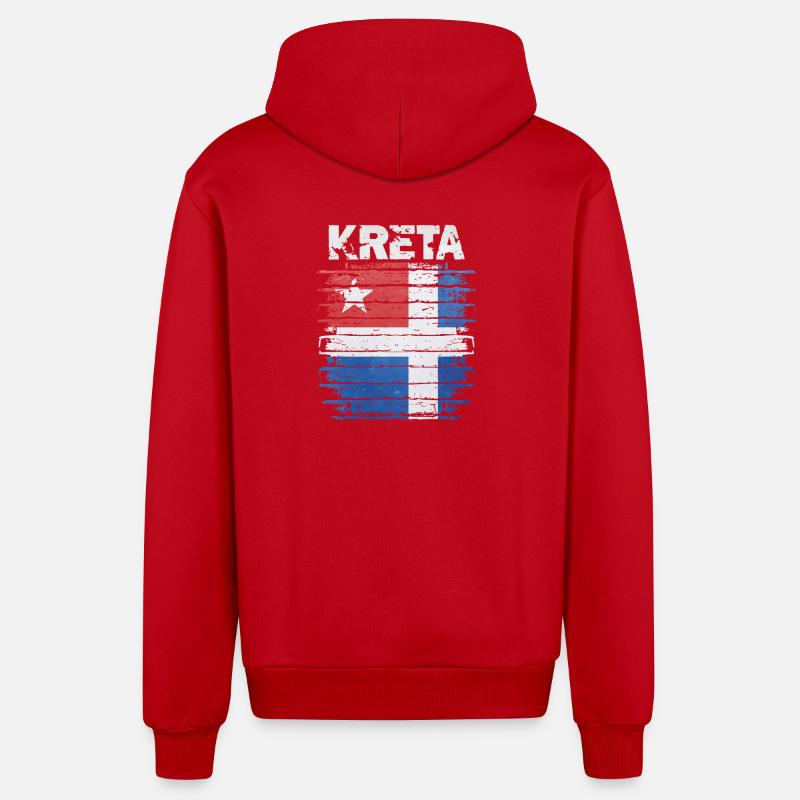 Drapeau de la Crète Impression d’art - Veste à capuche bio décontractée fabriquée en UE - rouge