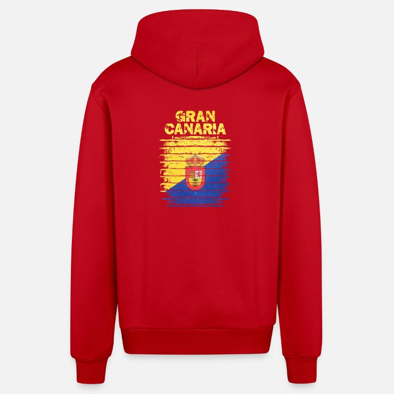 Drapeau Guanche au look rustique - Veste à capuche bio décontractée fabriquée en UE - rouge